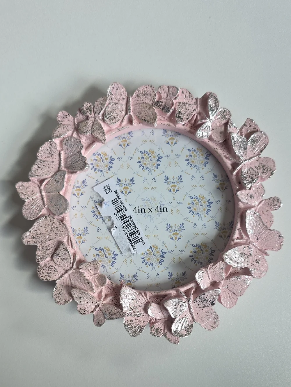 Pink Butterfly Floral 4x4 Photo Frame - Nwt